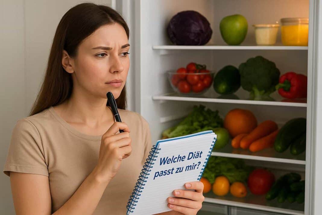 Junge Frau dokumentiert ihre Ernährung – Planung trifft gesunde Auswahl
