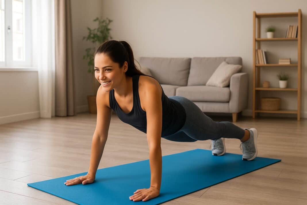 Home-Workout im Wohnzimmer ohne Geräte