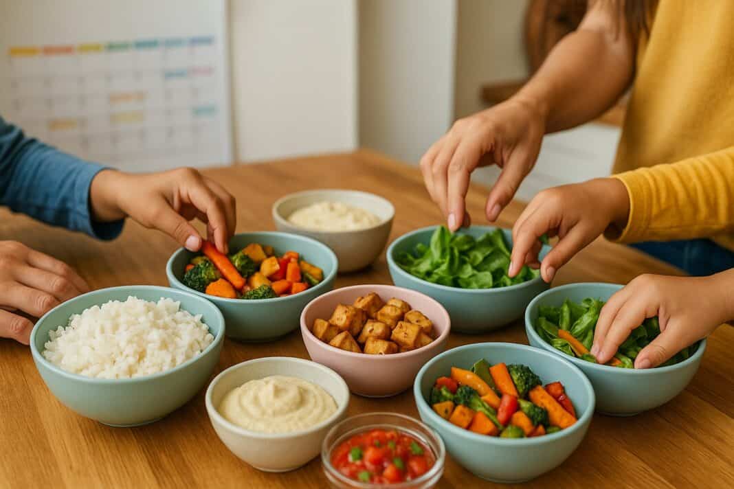 Familien‑Mealprep als Baukasten – jeder baut seinen Lieblingsteller